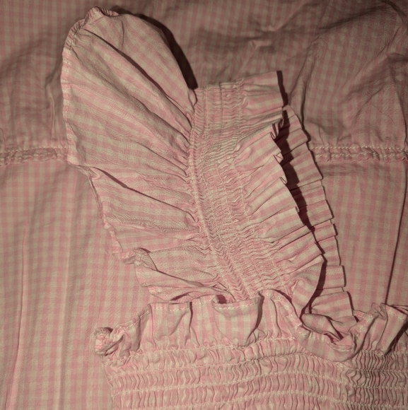 Hill House Ellie Nap Dress Medium Pink Gingham Tiered Midi Smocked Flutter - Picture 10 of 10